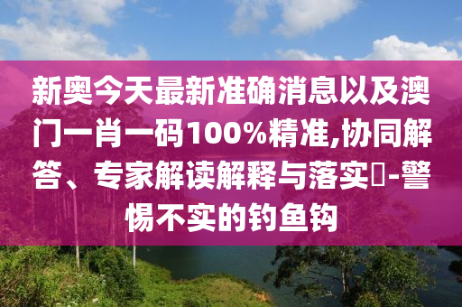 新奧今天最新準(zhǔn)確消息以及澳門一肖一碼100%精準(zhǔn),協(xié)同解答、專家解讀解釋與落實(shí)?-警惕不實(shí)的釣魚鉤